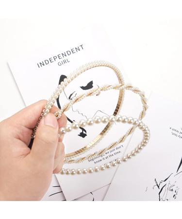 3 Pack White Faux Pearl Headbands for Women - Bridal Hair Accessories - Buy Online on SooperMarket.com
