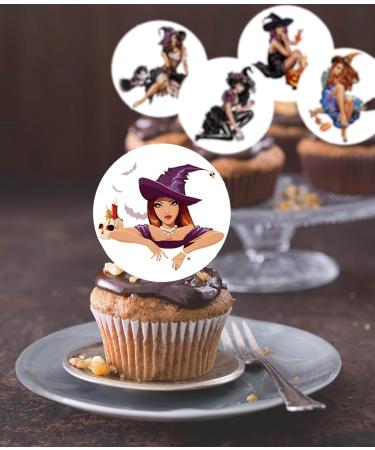 24 x Pre-Cut Halloween Mix 12 Edible Stand up Wafer/Rice Paper Cupcake Toppers Birthday Party Cake Decorations Witches - Buy Online on SooperMarket.com