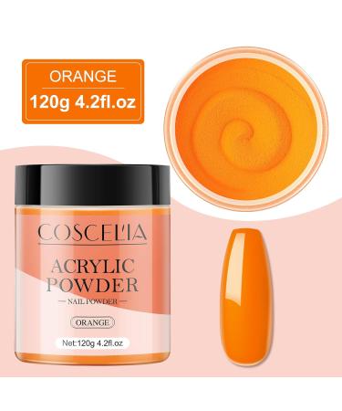COSCELIA Dark Orange Acrylic Powder for Nails - 120g 3D Nail Extensions No Lamp Needed - Best for Long-Lasting Manicure - Buy Online on SooperMarket.com