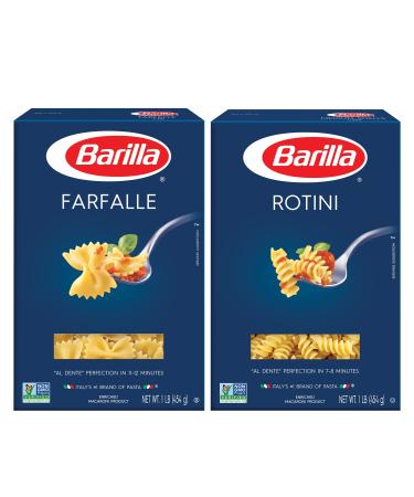 BARILLA Blue Box Pasta Variety Pack, Farfalle & Rotini, 16 oz. Box (Pack of 8), 8 Servings per Box - Non-GMO Pasta Made with Durum Wheat Semolina - Italy's #1 Pasta Brand - Kosher Certified Pasta Farfalle/Rotini