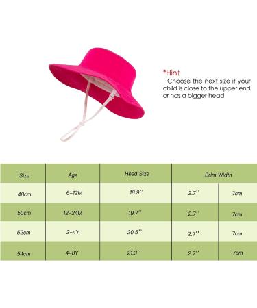 LANGZHEN Baby Girls Sun Protection Beach Hat with Chin Strap | Wide Brim Toddler Kids Summer Play Hat - Rose, 1-2 Years - Buy Online on SooperMarket.com