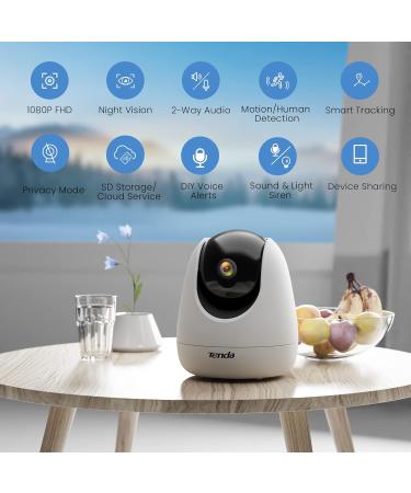 1080P Pet Camera with Night Vision, 2-Way Audio, Motion Detection | WiFi Indoor Security Camera with Smart Tracking & Alexa Compatibility - Buy Online on SooperMarket.com