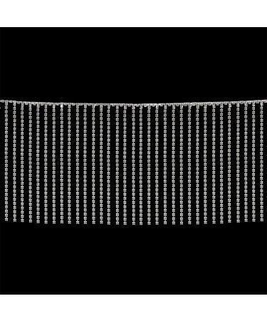 AMZTKDIY Rhinestone Fringe Trim - Sewing Beaded Ribbon Tassel Chain for Clothing & Craft - 1.5 Yards (Silver) - Buy Online on SooperMarket.com