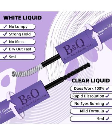 B&Qaugen Lash Cluster Glue & Remover - Strong Hold DIY Lash Extension Adhesive & Clear Oil Remover - 10ML Cluster Lash Bond (Black - Buy Online on SooperMarket.com