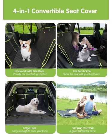 NZONPET 4-in-1 Waterproof Dog Car Seat Cover with Mesh Window - Green/Black - Buy Online on SooperMarket.com