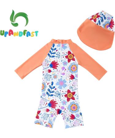 Upandfast Baby Girl One Piece Swimwear Suit with Sun Hat | Toddler Swimsuit UPF 50+ Sun Protection | Sunflower Design | 12-18 Months - Buy Online on SooperMarket.com