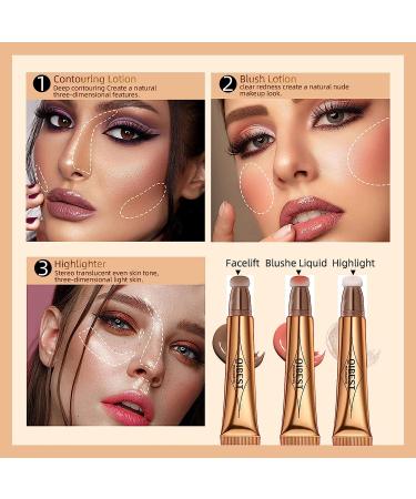 3-Pcs Liquid Contour Beauty Wand Set - Highlighter, Blush, and Illuminator Stick for Easy Blending and Lightweight Coverage - Buy Online on SooperMarket.com
