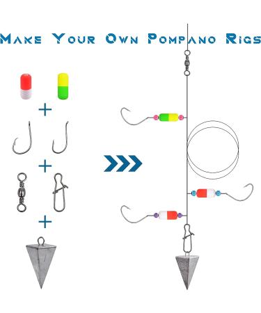 Pompano Rigs Foam Floats Kit for Surf Fishing - 80PCS Cylinder Float Bottom Rig Making Kit for Walleye, Trout, Catfish - Buy Online on SooperMarket.com