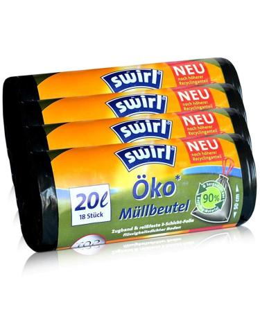 4X Swirl Eco Garbage Bags 20L (18 PCS./roll) with drawstring 18 pieces (pack of 4)