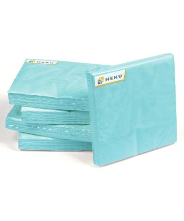 HEKU 100 Light Blue 3-Layer Napkins - 33x33cm Highly Absorbent Stylish & Uniform Quality for Events | Practical 5-Pack - Buy Online on SooperMarket.com