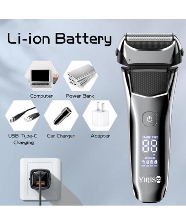Buy Electric Shaver for Men - Rechargeable Foil Razor with Beard Trimmer LED Display Travel Lock & USB-C Charging - Perfect for Wet/Dry Shaving - Buy Online on SooperMarket.com