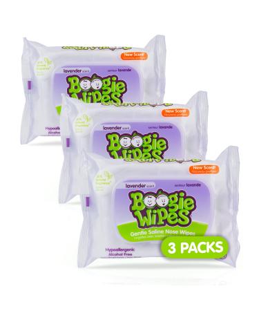 Baby Wipes by Boogie Wipes, Wet Wipes for Face, Hand, Body & Nose, Made with Vitamin E, Aloe, Chamomile and Natural Saline, Natural Lavender Scent, 30 Count, Pack of 3 (90 Total Wipes)