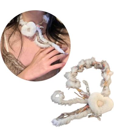 Oralgo Heart-Shaped Collarbone Chain Necklace | Colorful Fluffy Choker Accessory for Girls - Buy Online on SooperMarket.com