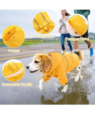 FUAMEY Dog Rain Coat | Lightweight Waterproof Rain Jacket with Transparent Brim | Reflective Dog Rain Poncho | Leash Hole | Yellow Slicker Raincoat for Small Medium Dogs Cats | Large Breed (14-23lb) - Buy Online on SooperMarket.com
