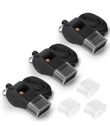 Fya Whistle with Lanyard and Mouth Grip, Super Loud Sports Whistles, Perfect for Coaches, Referees, Emergency, Lifeguard, Survival, Outdoor Black