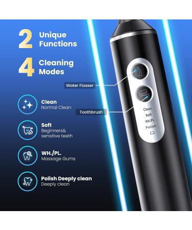 3-in-1 Water Dental Flosser & Electric Toothbrush - 4 Modes, Portable & Travel-Friendly (Black) - Buy Online on SooperMarket.com
