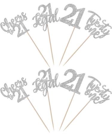 Rsstarxi 24 Pack 21st Birthday Cupcake Toppers Glitter Leg Al 21 Cupcake Toppers Twenty One Hello Cheers to 21 Cupcake Picks for Happy 21st Anniversary Birthday Party Cake Decorations Silver Silver 21st - Buy Online on SooperMarket.com