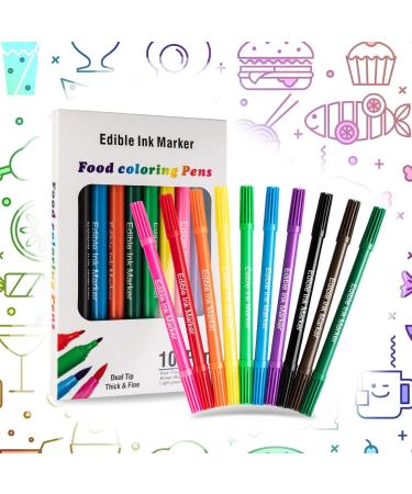 Food Coloring Pens Edible Markers 10Pcs Fine and Thick Tip Food Grade Gourmet Writers for DIY Fondant Cakes Cookies Frosting Easter Eggs Baking Decorating Painting Drawing Writing 10 Colors1 - Buy Online on SooperMarket.com
