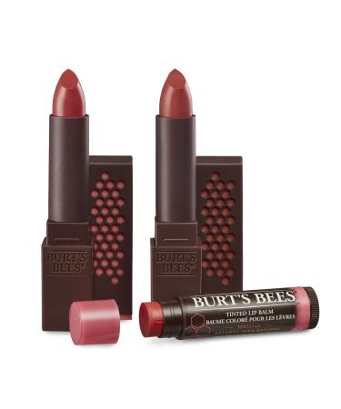 Burt's Bees Lip Color Trio Gift Set - Blush Basin & Suede Splash Lipsticks, Hibiscus Tinted Lip Balm - 3 Piece Set - Buy Online on SooperMarket.com