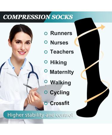 ACTINPUT Compression Socks 8 Pairs 15-20mmHg for Women & Men - Nurse Medical Running Support - Black Large/X-Large - Buy Online on SooperMarket.com