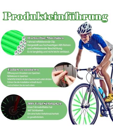 Terjbg 36 Pcs Bike Spoke Reflectors - 360 Visibility StVZO Approved Easy Assembly Green Bicycle Reflectors - Buy Online on SooperMarket.com