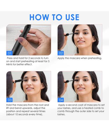Heated Eyelash Curler with Comb | 3 Temperature Modes | USB Rechargeable | Fast & Long-Lasting Curling | Black - Buy Online on SooperMarket.com