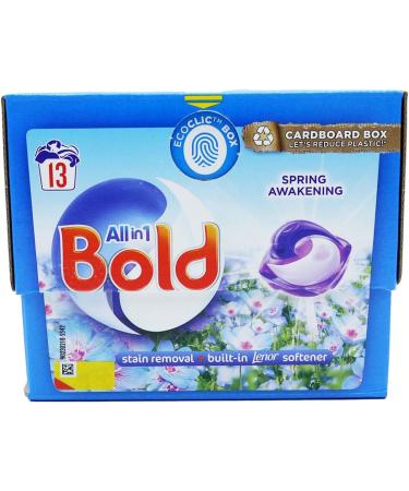 Bold All-in-1 Pods Laundry Washing Capsules 13capsules Built in Lenor Softener Spring Awakening Scent 1Pk + Our Gift for You: Organza Small Bag Spring Awakening 13 count (Pack of 1) - Buy Online on SooperMarket.com