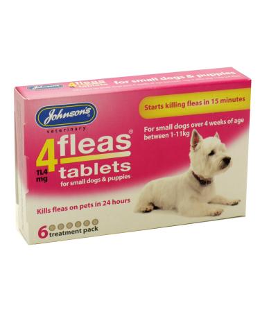 Johnsons 4 Fleas Tablets for Small Dogs & Puppies x 6 Tablets 30g - Bulk Deal of 6x