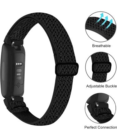 3-Pack Elastic Nylon Bands for Fitbit Inspire 3/2/HR/Ace 3/2 - Adjustable Breathable Replacement Straps in Black, Midnight Blue, Gray - Buy Online on SooperMarket.com