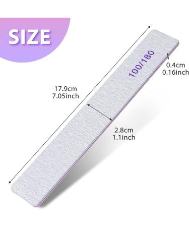 Sularpek 12 PCS Professional Nail Files Buffers | Double Sided 100/180 Grit Emery Boards | Washable Nail Files for Acrylic Nails - Buy Online on SooperMarket.com