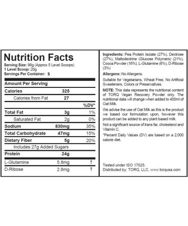Torq Vegan Recovery Drink Creamy/Cocoa 500G - Buy Online on SooperMarket.com
