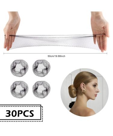 30 Pieces Invisible Hair Grids - Elastic Hair Network for Women & Girls - Perfect for Ballet Dances - Black - Buy Online on SooperMarket.com