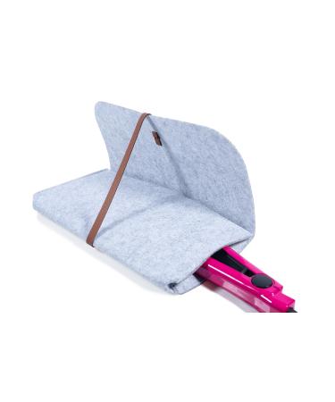Glamza Hair Straightener Mat & Pouch - Made from Heat Resistant Safety Felt - Ideal for Home & Travel (Light Grey (Pouchy))