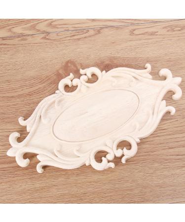 RORPOIR 1pc Unpainted Frames Decorative Appliques for Furniture Wood Onlays for Bed Flowers Carved - Buy Online on SooperMarket.com