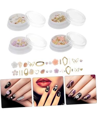 minkissy 4 Boxes 3D Nail Accessories Gems for Nails Nail Art Stickers Flower Nail Charms Charm Abs Rhinestone Zinc Alloy Acrylic - Buy Online on SooperMarket.com