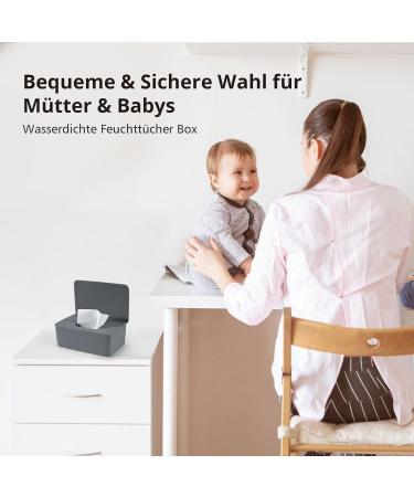 Cheerhom Baby Wet Wipes Box - Gray Moist Toilet Paper Holder with Lid | Ideal for Home Office & Outdoors - 18x12.2x7cm - Buy Online on SooperMarket.com