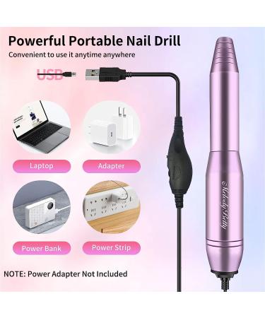 MelodyBetty Electric Nail Drill - Professional Acrylic Nail Machine for Gel & Acrylic Nails | Portable USB Nail File Efile Set with Iridescent Bits - Buy Online on SooperMarket.com