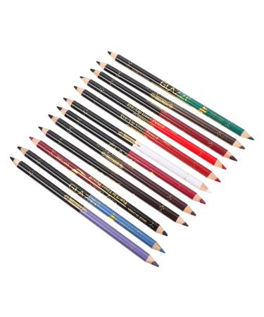 FOYTOKI 12pcs Lip Liner Eyeliner Lip Pencil Eyebrow Brush Angled Waterproof Lip Liner Pencil Wooden