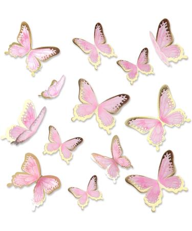 Blumomon 30 Pcs 3D Butterfly Cake Topper Decor - Pink Gold Edge Cupcake Picks for Weddings Baby Showers & Birthdays - Buy Online on SooperMarket.com