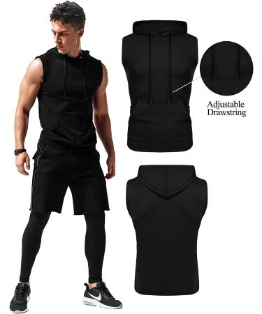Babioboa Men's Sleeveless Workout Hooded Tank Top - Black, Medium - Buy Online on SooperMarket.com