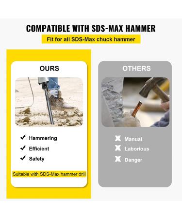 VEVOR SDS Max Tile Thinset Removal Tool with Bull Point Hammer Steel Chisel Bit | 5.9 x 15.7 Floor Scraper - Buy Online on SooperMarket.com