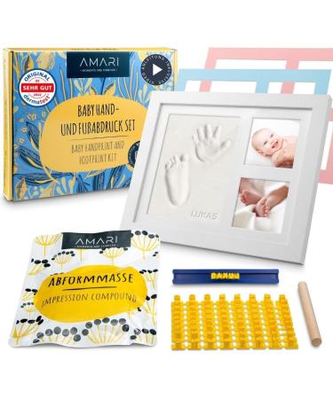 Amari plaster print set baby hand and foot- print set baby with letters numbers and picture frames- plaster printing baby hand and foot print set baby impression footprint baby with picture frame