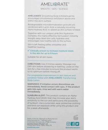 AMELIORATE Smoothing Body Exfoliant 150ml - Hydrating Formula for KP, Normal, and Dry Skin | Dermatologist Approved | Grapefruit and Orange | 150 ml - Buy Online on SooperMarket.com