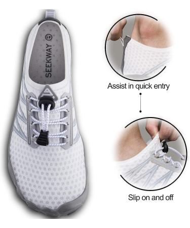 SEEKWAY Water Shoes - Quick-Dry Aqua Sock for Beach, Swim, Hiking - White, Size 8.5 Women/7.5 Men - Buy Online on SooperMarket.com