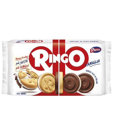 3X Pavesi Biscuits Ringo 330g with Vanilla Cream 6 Snack Cookies bar of Chocolate 3 pieces