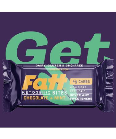 Fatt Ketogenic Bites (Chocolate + Mint 20 Pack) - 100% Natural Keto Snack Bars - 4g Carbs - Zero Sweeteners - High Prebiotic Fibre - Low Sugar - Low Carb - Gluten Free Mint Chocolate 20 Pack - Buy Online on SooperMarket.com