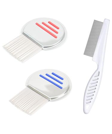 Seababoo 3PCs metal lice comb nissen comb with extra narrow tines effective treatment human flea comb extra fine nissen ridge removed securely lice lice comb is suitable for all hair types