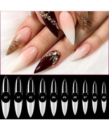 AORAEM Stiletto Nail Tips - 1000Pcs Acrylic False Nails Set with Bag (Short Clear+Natural) - Buy Online on SooperMarket.com