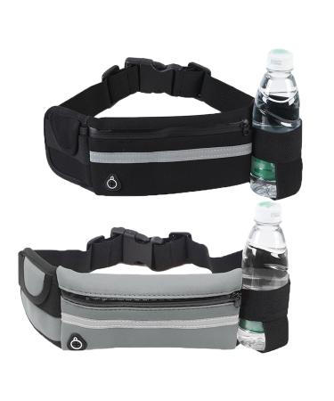 KASESSS 2 Pack Running Belt Cell Phone Adjustable Running Belt Running Bag Jogging with Night Reflective Band Bum Bag Sports with Drinking Bottle Running Bag with Headphone Jack for Running Hiking Cycling