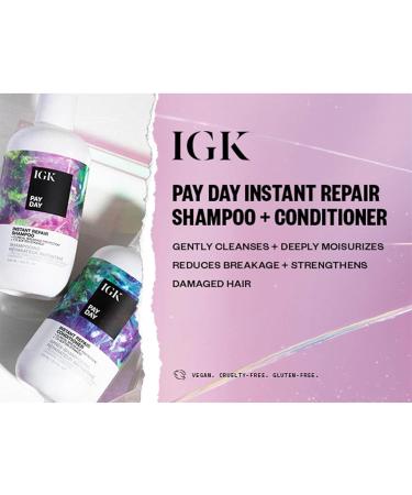 IGK Pay Day Instant Repair Shampoo & Conditioner Set | Bond-Building Damage Repair | Vegan & Cruelty-Free | International Shipping Available - Buy Online on SooperMarket.com